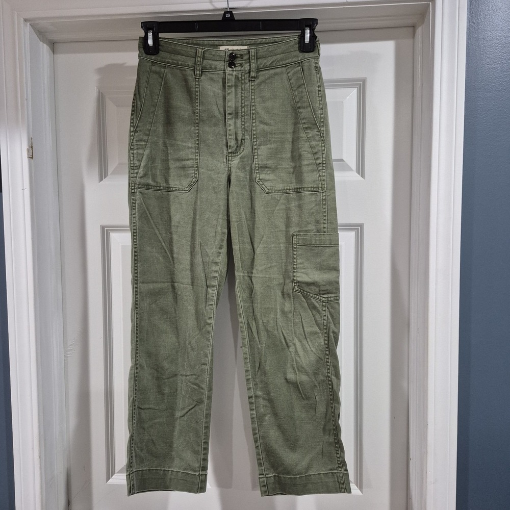 Madewell Pants Womens 26‎ Army Green Utility Military Straight Ankle Fatigues